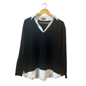 Adrianna Papell Women’s Medium Black Long Sleeve Top Blouse